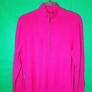 Foxcroft Women's XL 1/4 Zip Sweater Pink Long Sleeve Colorful Comfy Warm